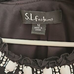 S.L. Fashions Black Dress with White Detailing